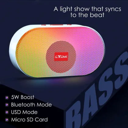 RECHARGEABLE BASS BLUETOOTH WIRELESS SPEAKER, FM RADIO AND MUSIC BOX WITH COLOURFUL NIGHT LIGHT