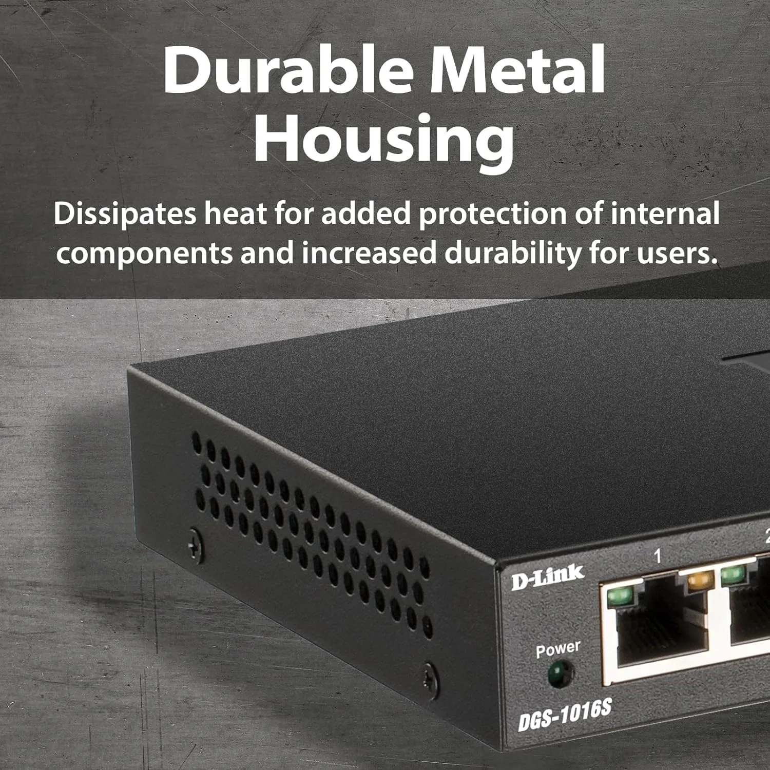D-Link Ethernet Switch, 16 Port Gigabit Slim Switch Plug and Play, Unmanaged, Metal Housing, Quiet Fanless Design