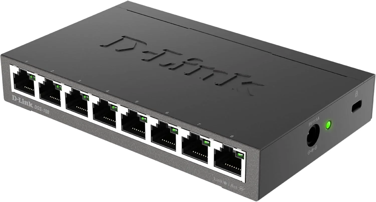 D-Link Gigabit Unmanaged Metal Fan-Free Desktop/Wall-Mount Switch
