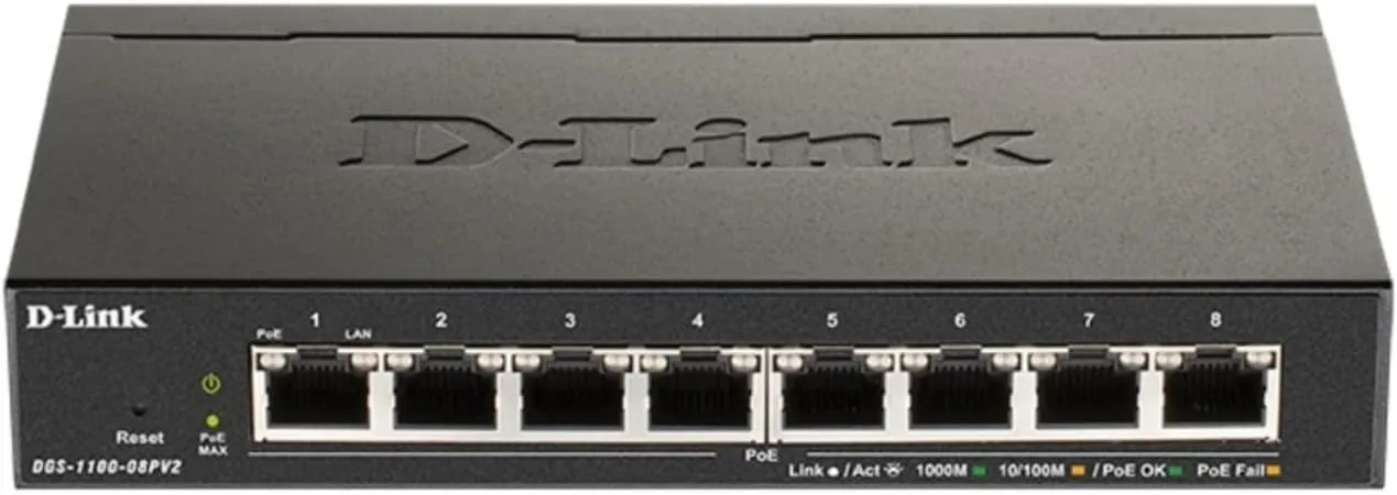 D-Link 8-Port Gigabit Smart Managed PoE+ Switch | 8 PoE+ Ports (64W) |L2| VLANs| Cable Diagnostics | Web Managed | Desktop