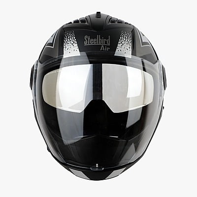 STEELBIRD SBA-2 ISS REED GLOSSY BLACK GREY D/V (SILVER) (L)