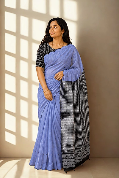 Chanderi mirror Blueish Grey