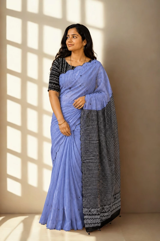 Chanderi mirror Blueish Grey