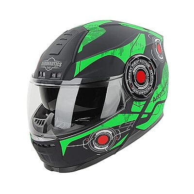 STEELBIRD SBH-40 ISS ASSASIN GLOSSY BLACK/GREEN C/V 600 MM