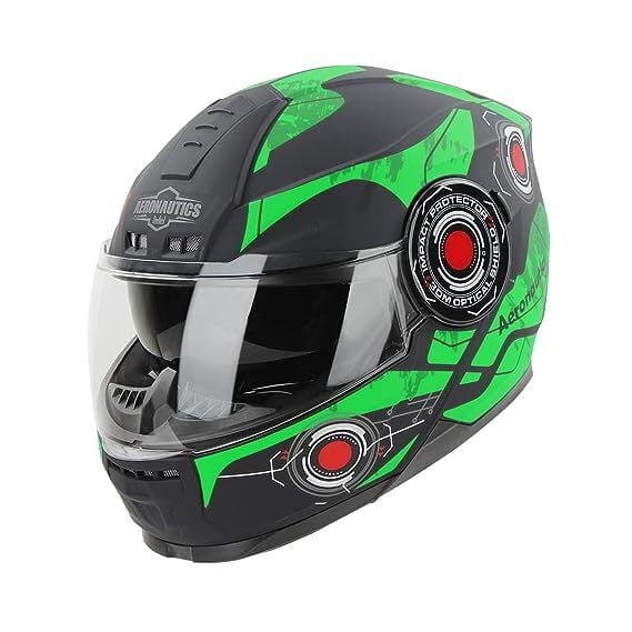 STEELBIRD SBH-40 ISS ASSASIN GLOSSY BLACK/GREEN C/V 600 MM