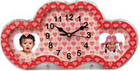 Heart style 3D illusion clock with dual photo frame