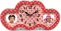 Heart style 3D illusion clock with dual photo frame