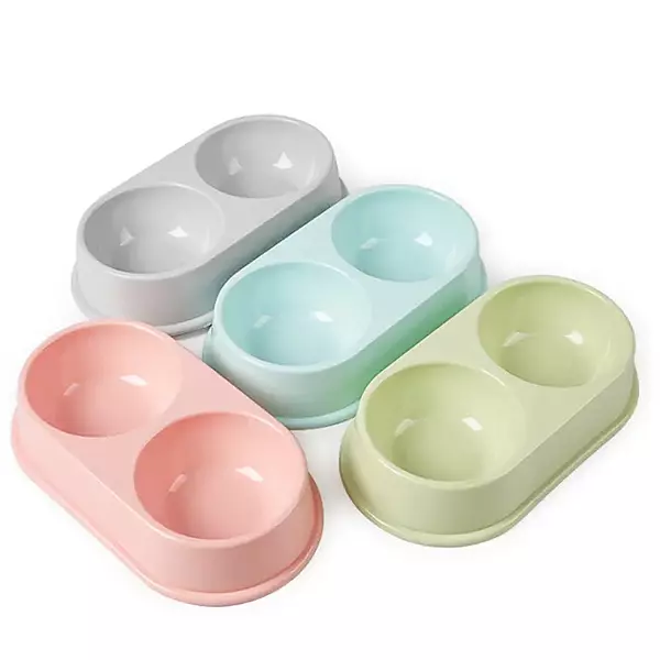 Double Plastic Pet Feeding Bowl