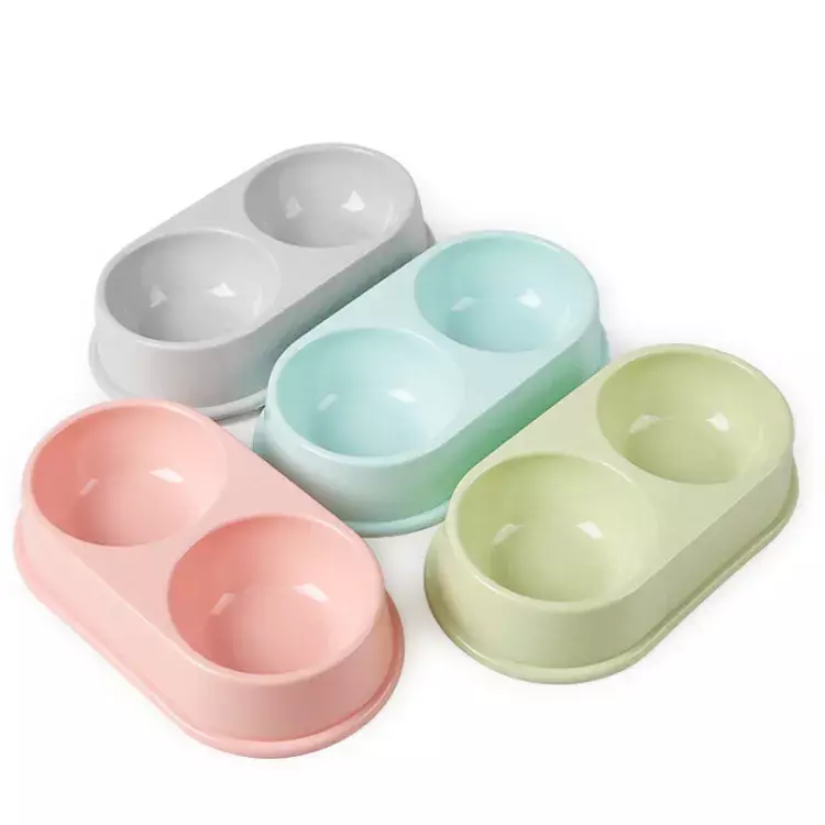 Double Plastic Pet Feeding Bowl