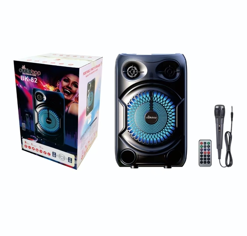Oudiobop BK-82 Portable Party Speaker with LED Light, Microphone & Remote