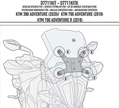 KAPPA KTM SCREEN BRACKET KIT D7711KITK
