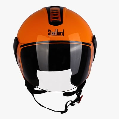 STEELBIRD SBH-5 TRIPLE NINE GLOSSY CORAL ORANGE C/V 600 MM