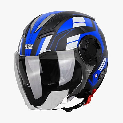 STEELBIRD SBH-31 DRX ISS PACE GLOSSY BLACK/BLUE C/V (L)