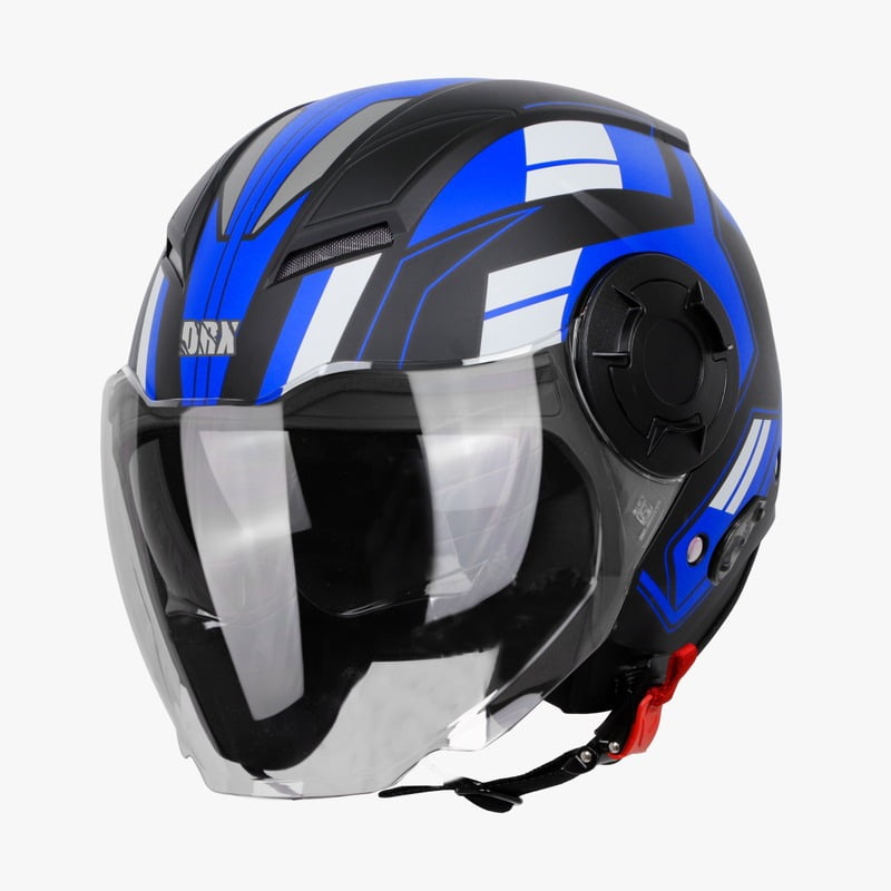STEELBIRD SBH-31 DRX ISS PACE GLOSSY BLACK/BLUE C/V (L)