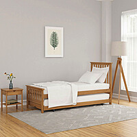 White Wooden Sofa Cum Bed with Pull-Out Trundle – Modern Space Saving Design