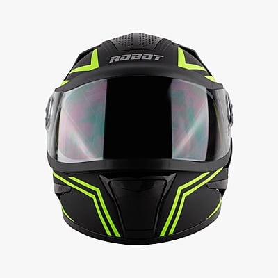 STEELBIRD SBH-17 STRIPES MATT BLACK/NEON C/V (L)