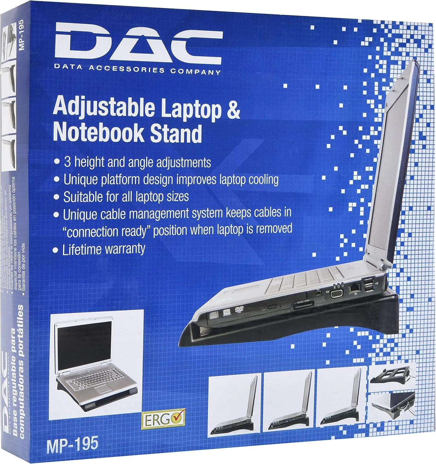 DAC Ventilated Height & Angle Adjustable Laptop Stand Riser, MP195