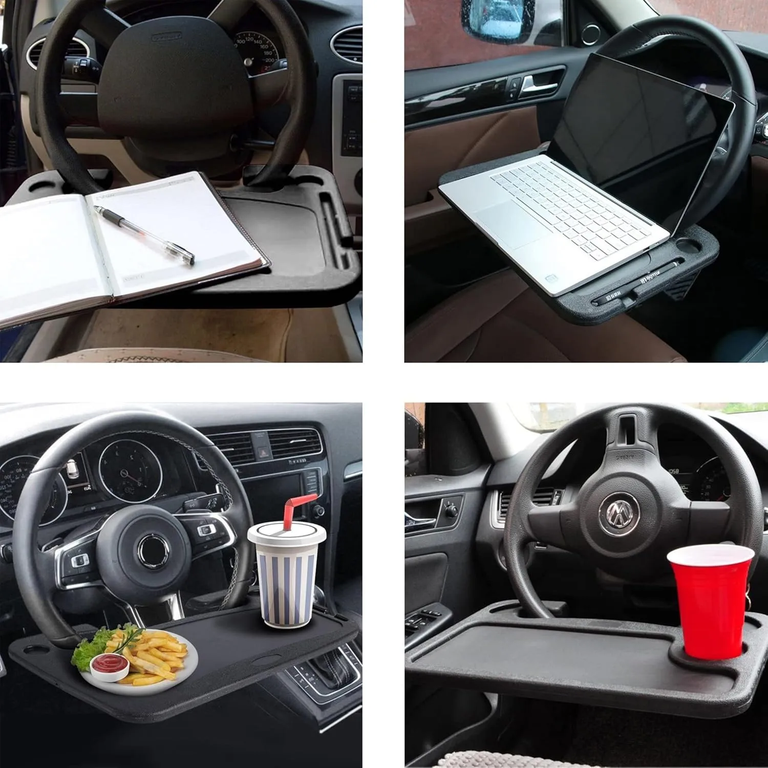 DAC Steering Wheel Lap Desk, Portable Car Tray, Black