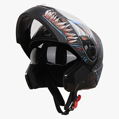 STEELBIRD SBA-7 ISS VENOM GLOSSY BLACK/BLUE C/V 600 MM