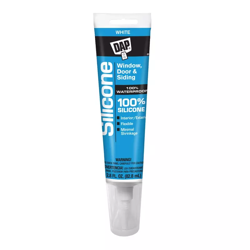 DAP 100% Silicone Rubber Window, Door, and Siding Sealant, White 2.8 Oz (7079800752)