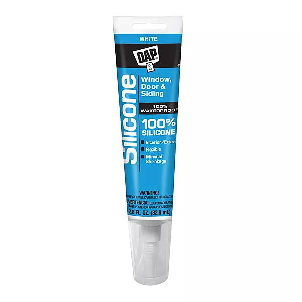 DAP 100% Silicone Rubber Window, Door, and Siding Sealant, White 2.8 Oz (7079800752)