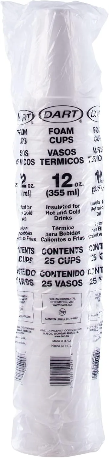 DART 12J12 12 oz Foam Cup (Case of 1000)