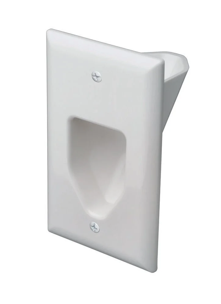 DataComm 45-0001-WH 1-Gang Recessed Low Voltage Cable Plate (White, 2 Pack)