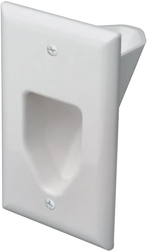 DataComm 45-0001-WH 1-Gang Recessed Low Voltage Cable Plate (White, 2 Pack)