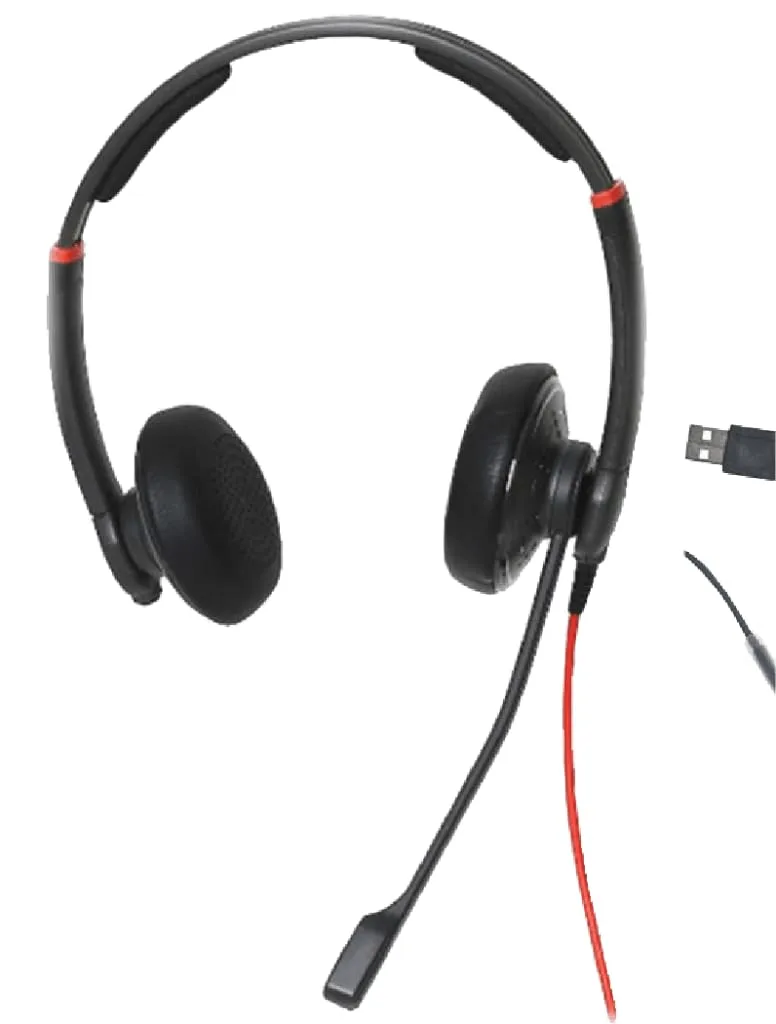 DataLocker Wired Headset with Microphone for PC - TAA Compliant Computer Headphones Adjustable Headband (AT1000Hs USB A)