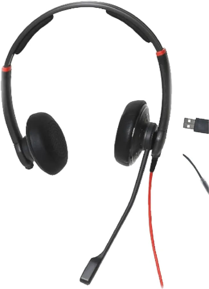 DataLocker Wired Headset with Microphone for PC - TAA Compliant Computer Headphones Adjustable Headband (AT1000Hs USB A)