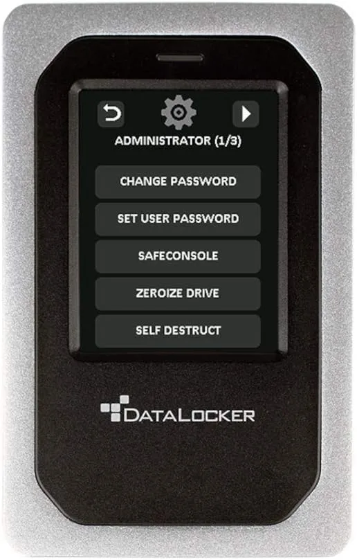 DataLocker DL4 FE 2 TB Password Protected Hardware Encrypted HDD, AES 256, IP64, TAA Compliant, USB-C/USB-A