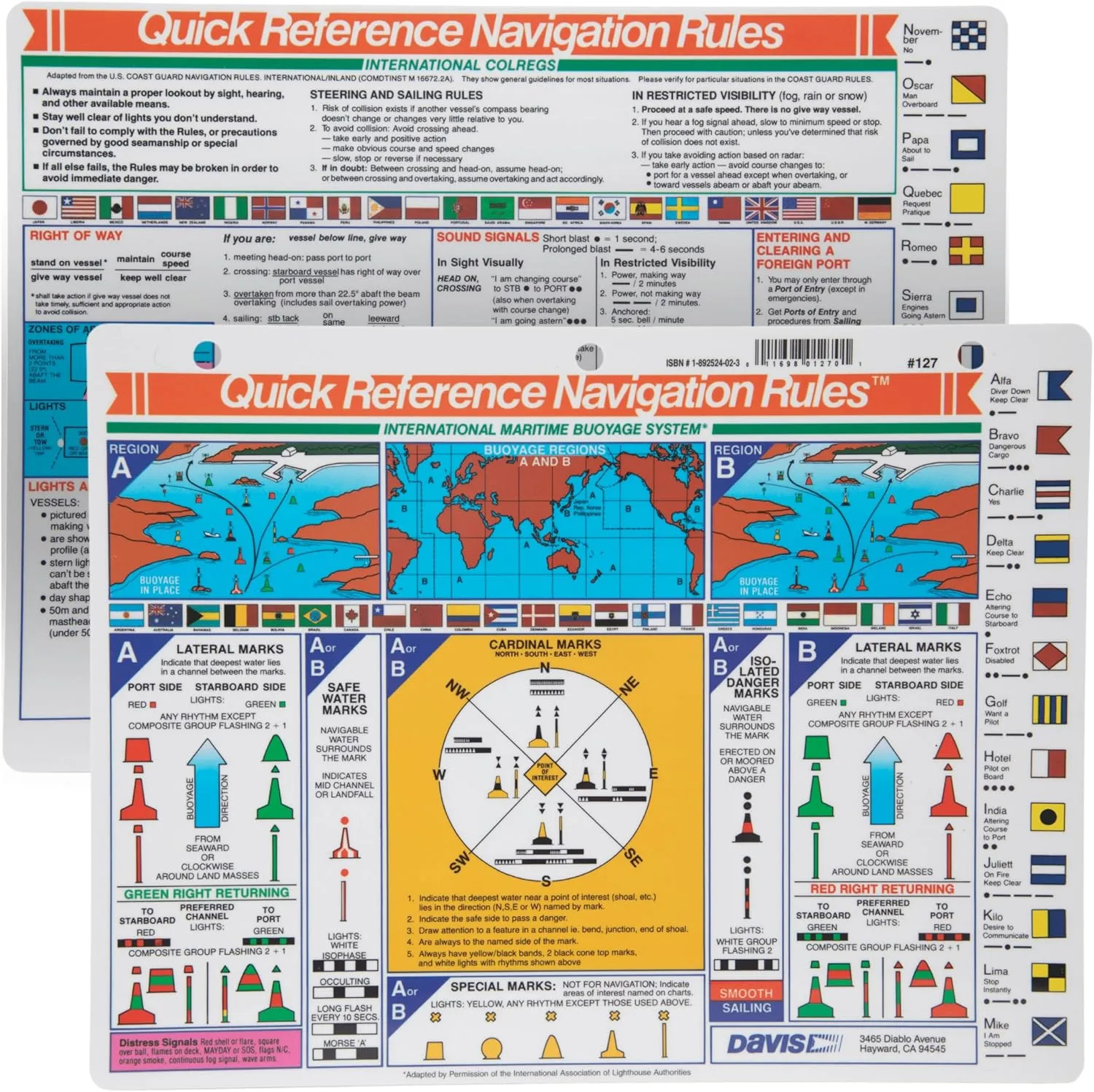 Davis Instruments International Navigation Rules Quick Reference Card - Rules of the Nautical Road for Any International
