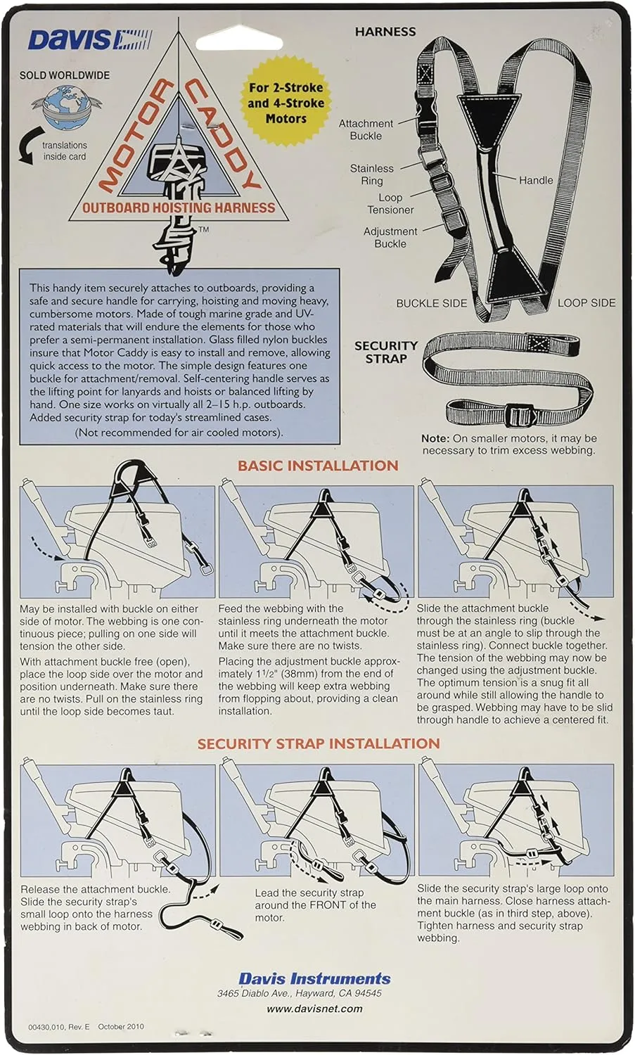 Davis Motor Caddy Outboard Hoisting Harness