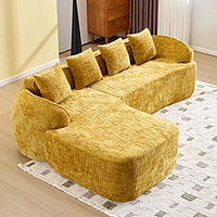 Yellow L-Shape Chenille Sofa