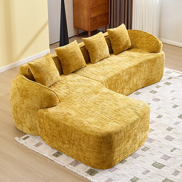Yellow L-Shape Chenille Sofa