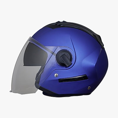 STEELBIRD SBA-3 HURRICANE WITH INNER SMOKE SUN SHIELD MATT YAMAHA BLUE C/V (M)