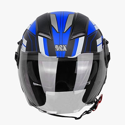 STEELBIRD SBH-31 DRX ISS PACE GLOSSY BLACK/BLUE C/V (L)