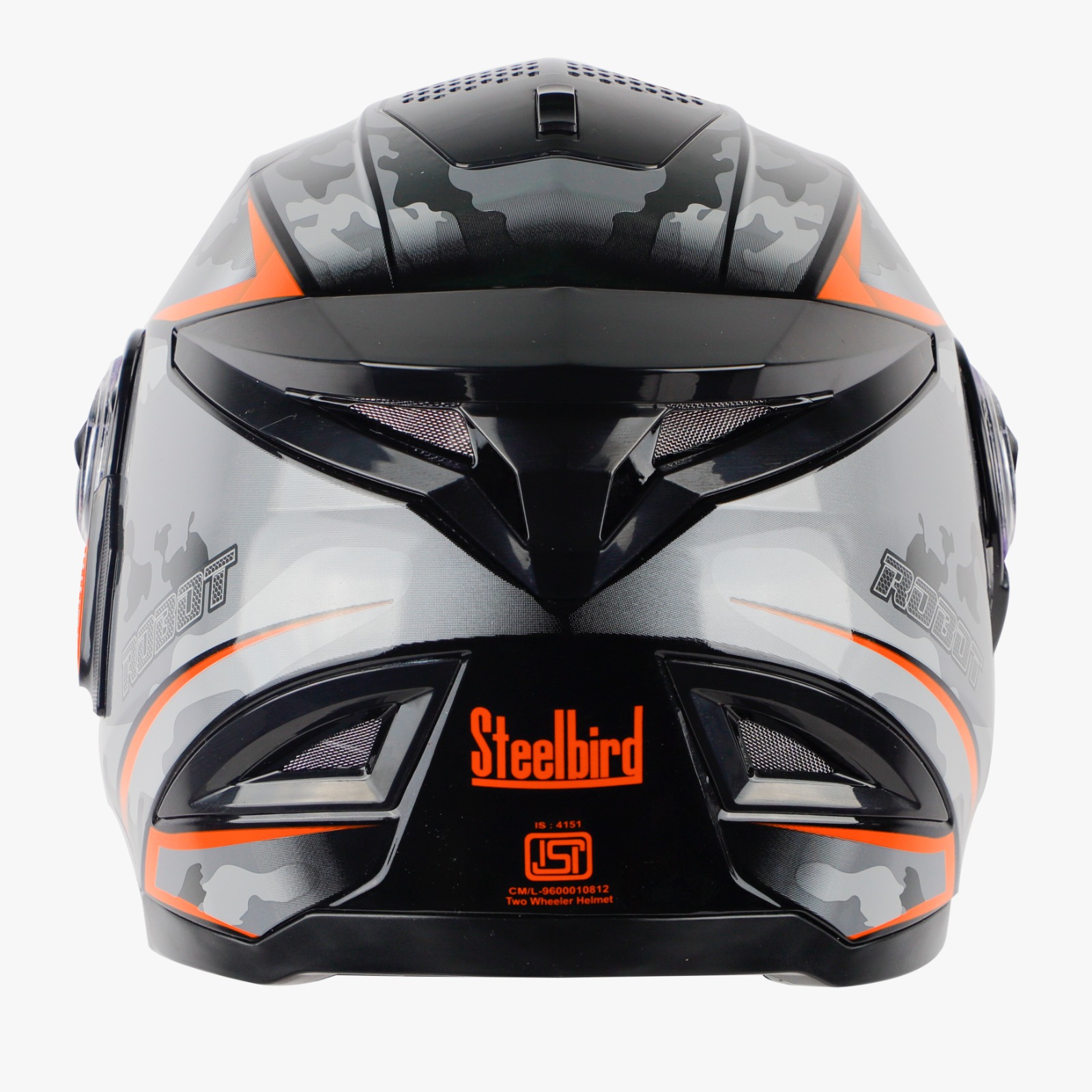 STEELBIRD SBH-17 ROBOT CAMO GLOSSY BLACK/ORANGE C/V (L)