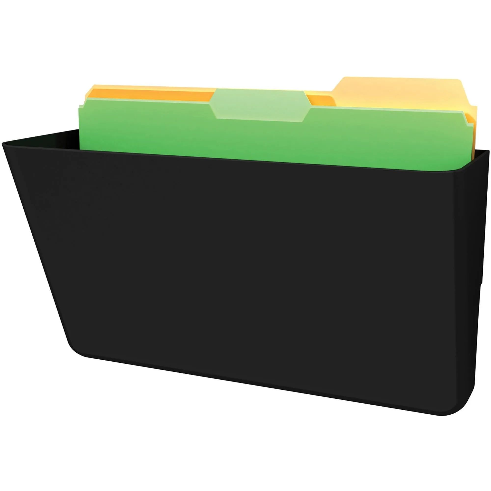 Deflect-O DocuPocket Letter Size Wall File, 7in H x 13in W x 4in D, 50% Recycled, Black