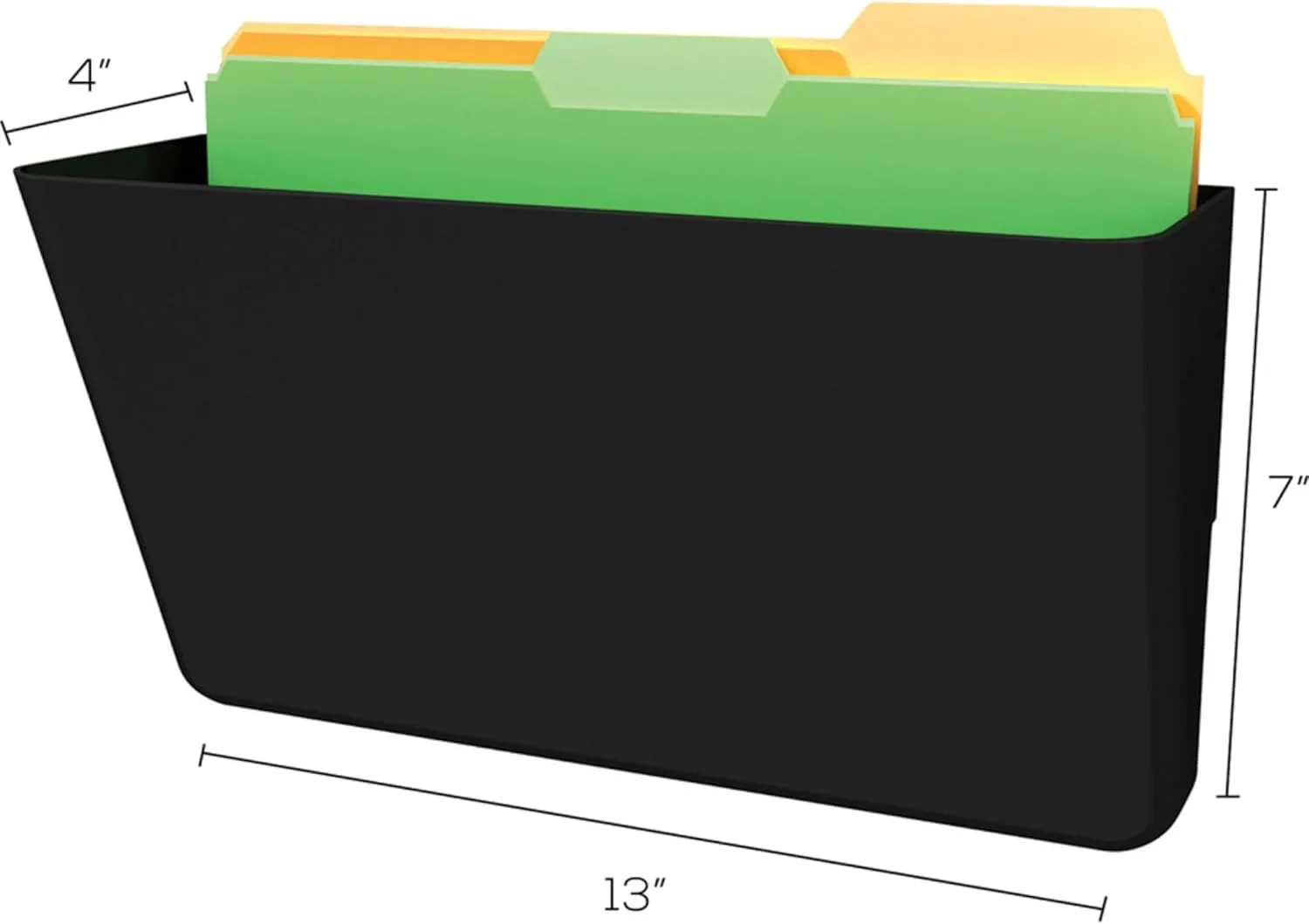 Deflect-O DocuPocket Letter Size Wall File, 7in H x 13in W x 4in D, 50% Recycled, Black