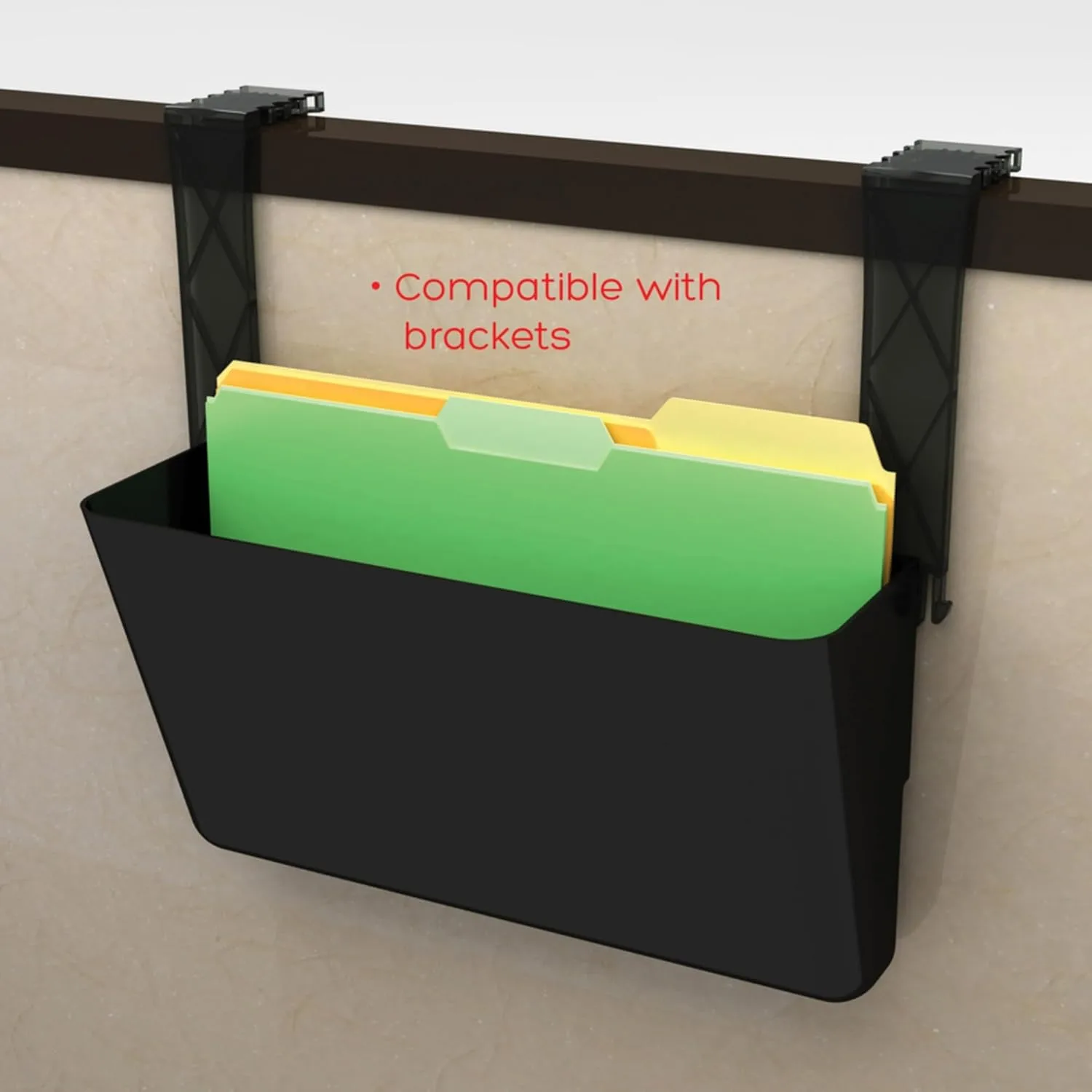 Deflect-O DocuPocket Letter Size Wall File, 7in H x 13in W x 4in D, 50% Recycled, Black