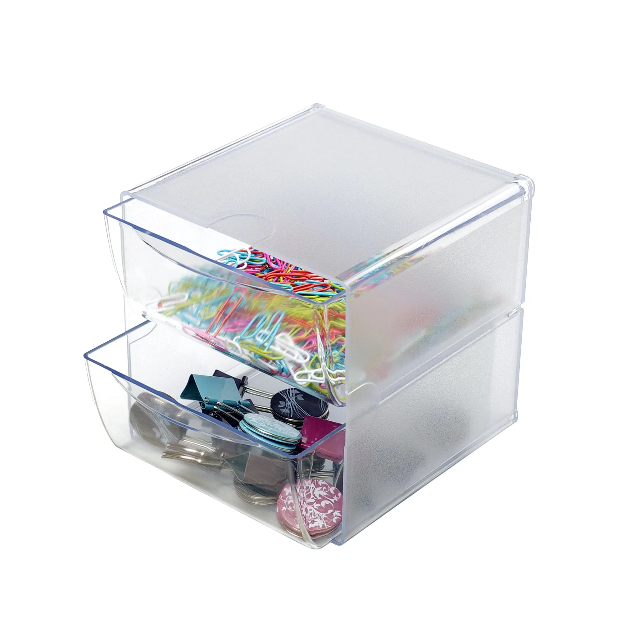 DEFLECTO Stackable Clear Cube Organizer, Plastic