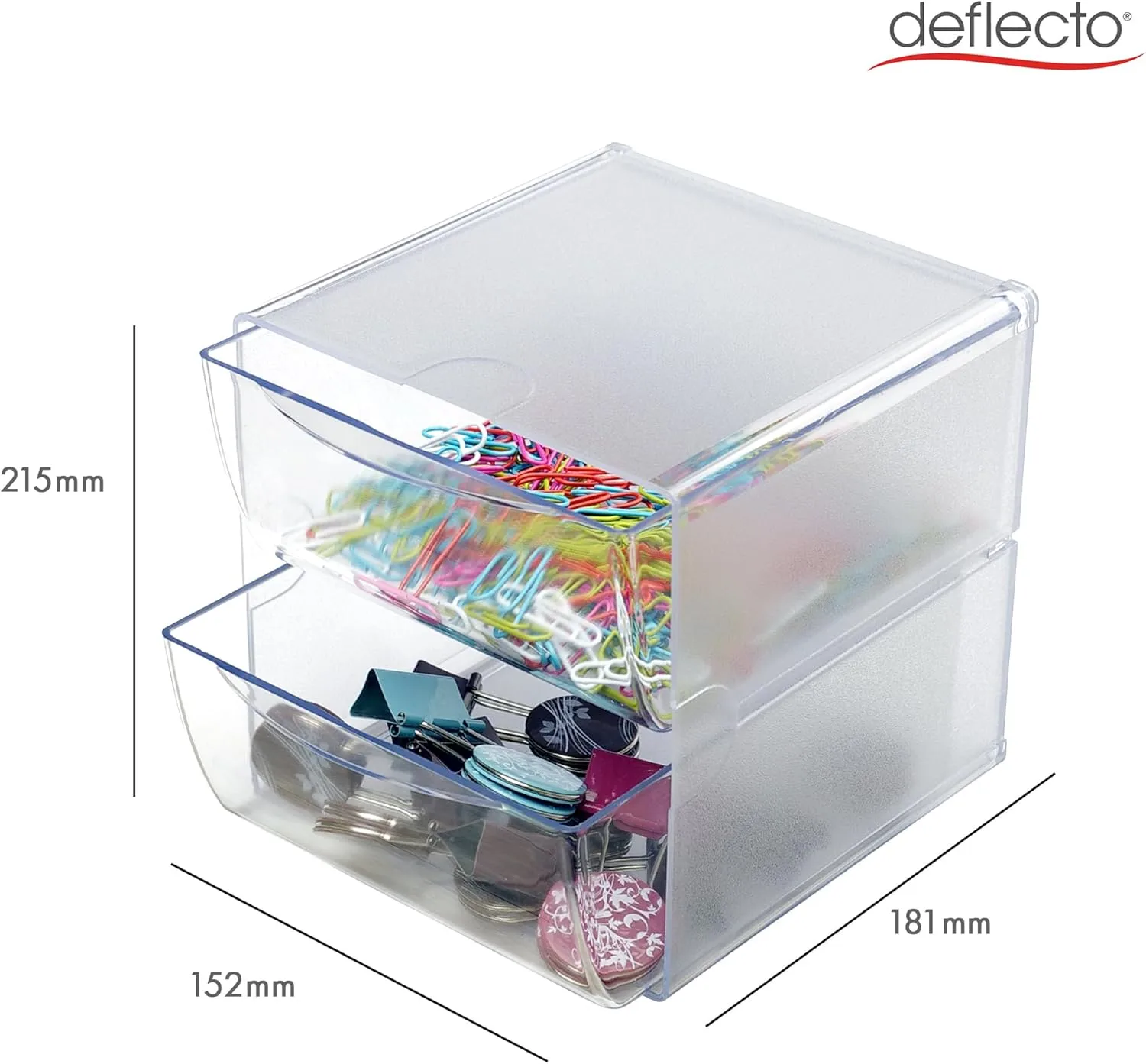 DEFLECTO Stackable Clear Cube Organizer, Plastic