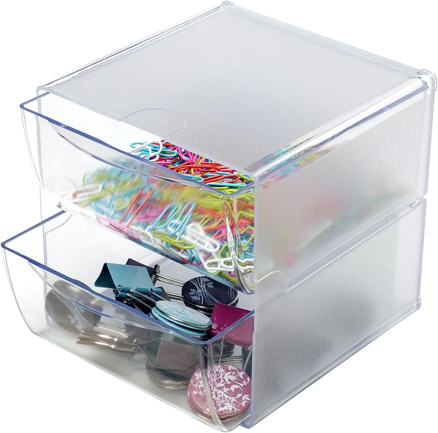 DEFLECTO Stackable Clear Cube Organizer, Plastic
