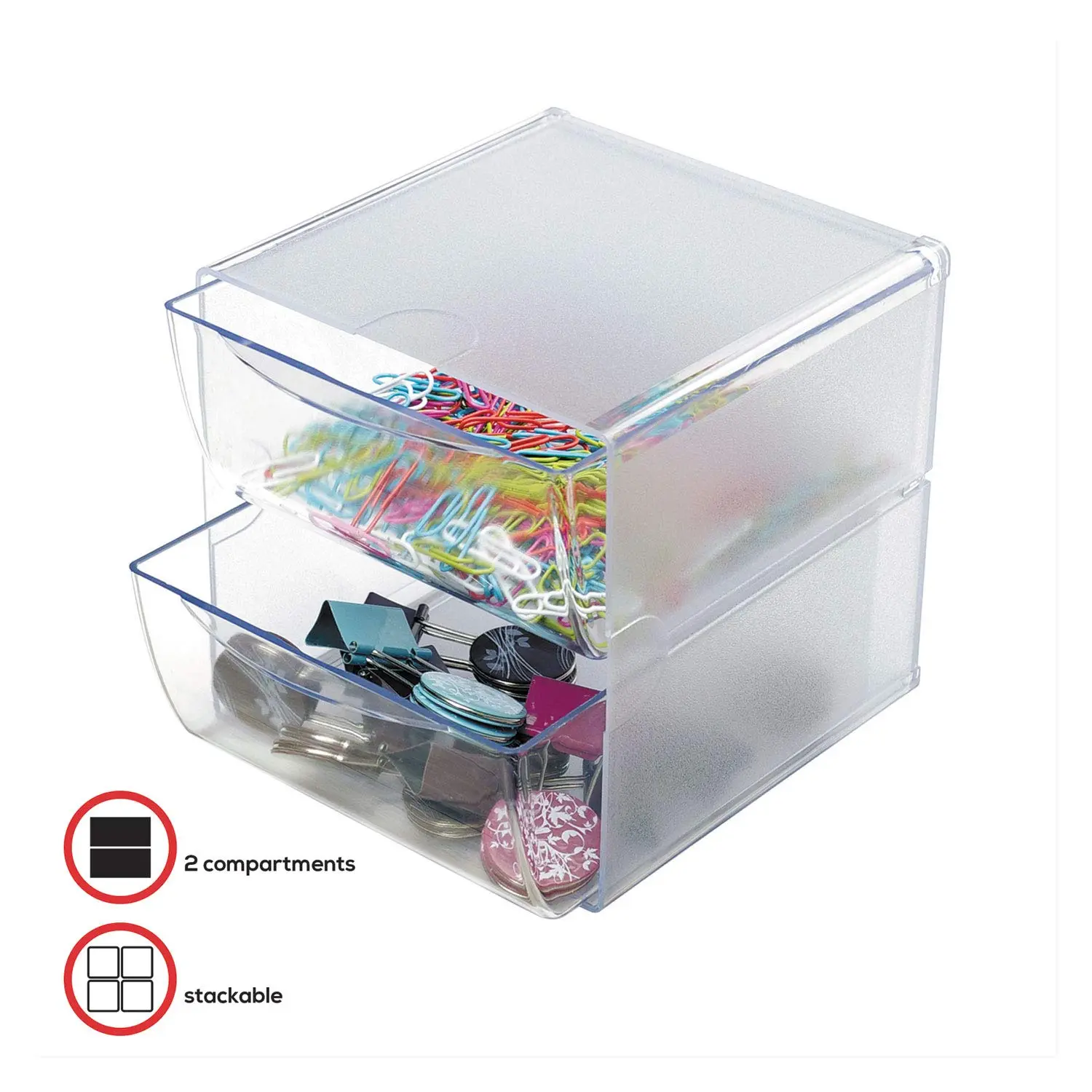 DEFLECTO Stackable Clear Cube Organizer, Plastic