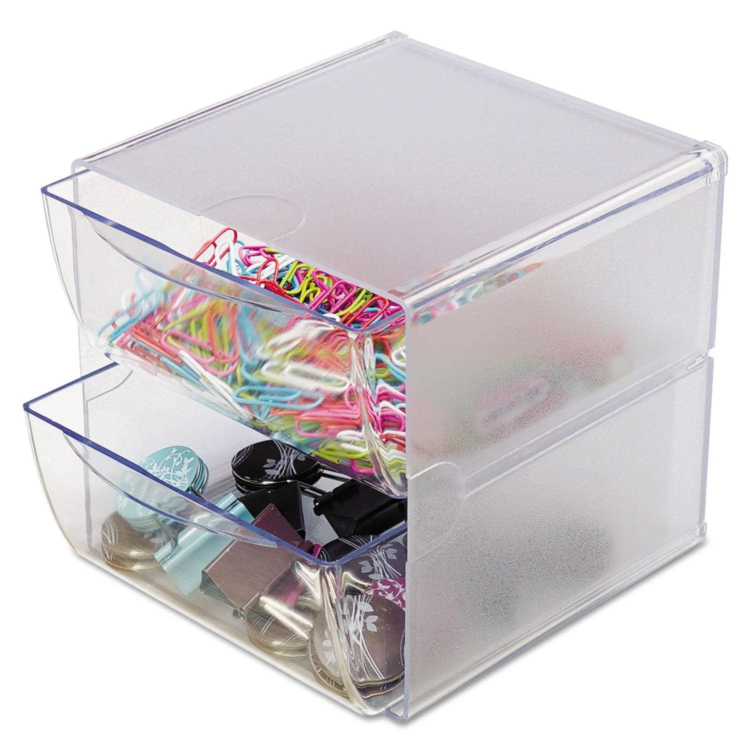 DEFLECTO Stackable Clear Cube Organizer, Plastic