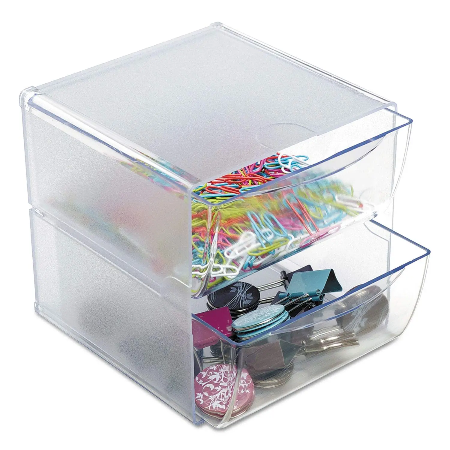 DEFLECTO Stackable Clear Cube Organizer, Plastic