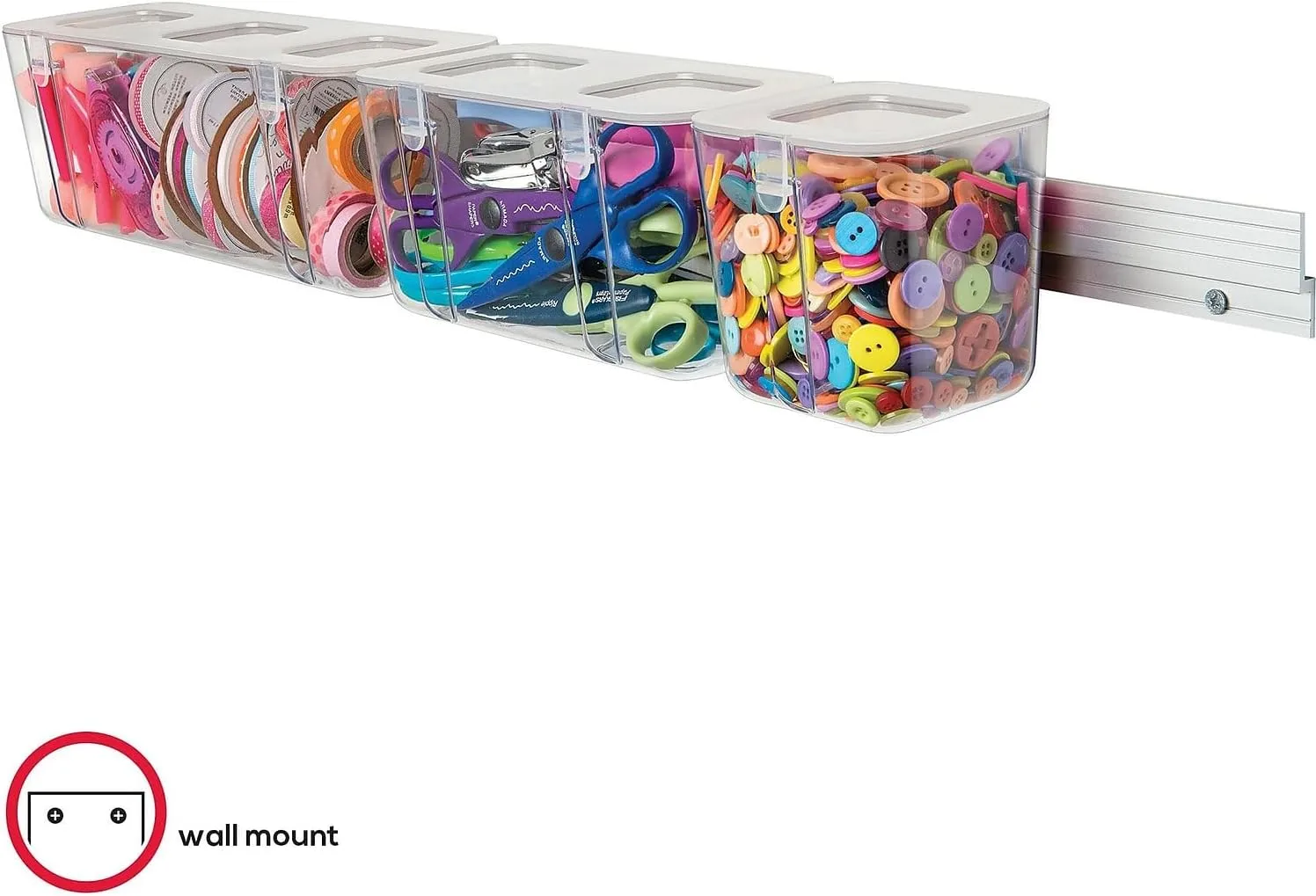 Deflecto Mounting Bar for Storage Box, Organizer Canister - 22 Inch Aluminum - 40 lb Capacity