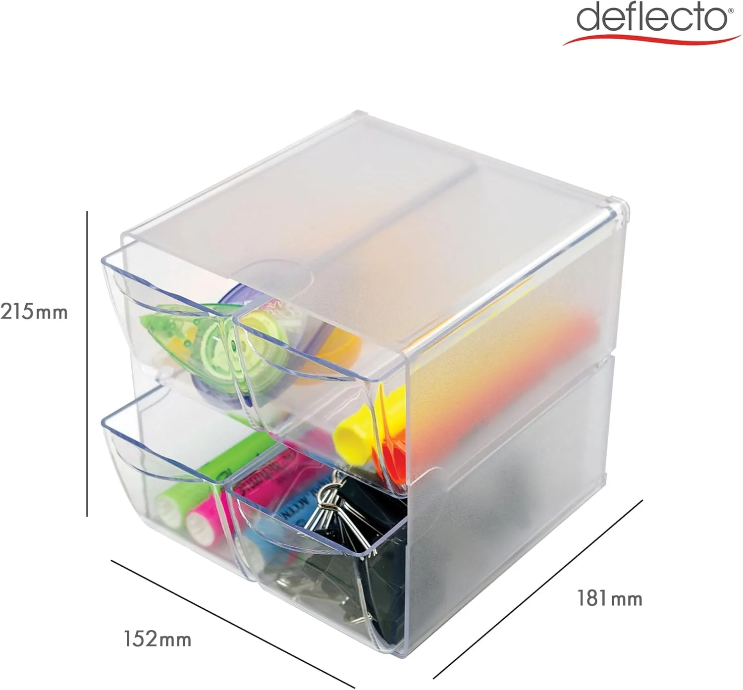 Deflecto Stackable Cube Organizer 6 x 6 x 7.5 in - 4 Drawers