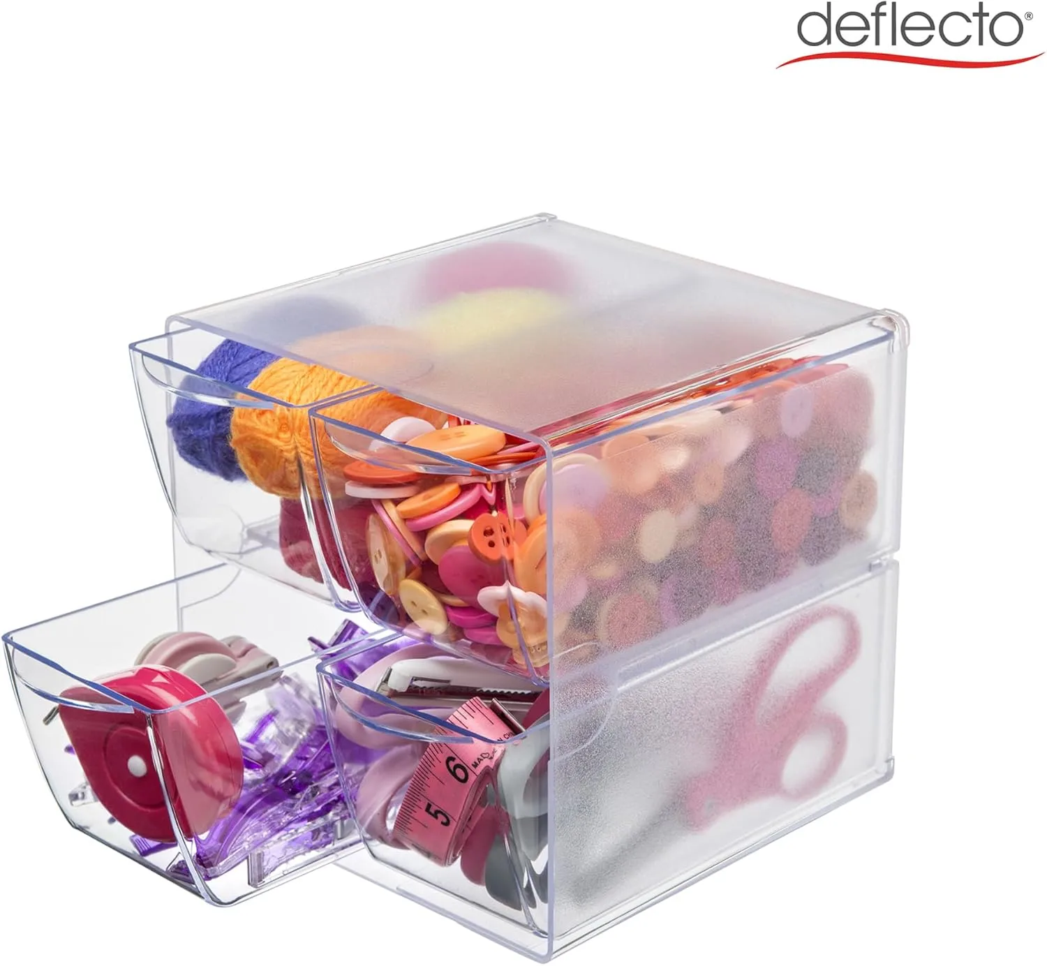 Deflecto Stackable Cube Organizer 6 x 6 x 7.5 in - 4 Drawers